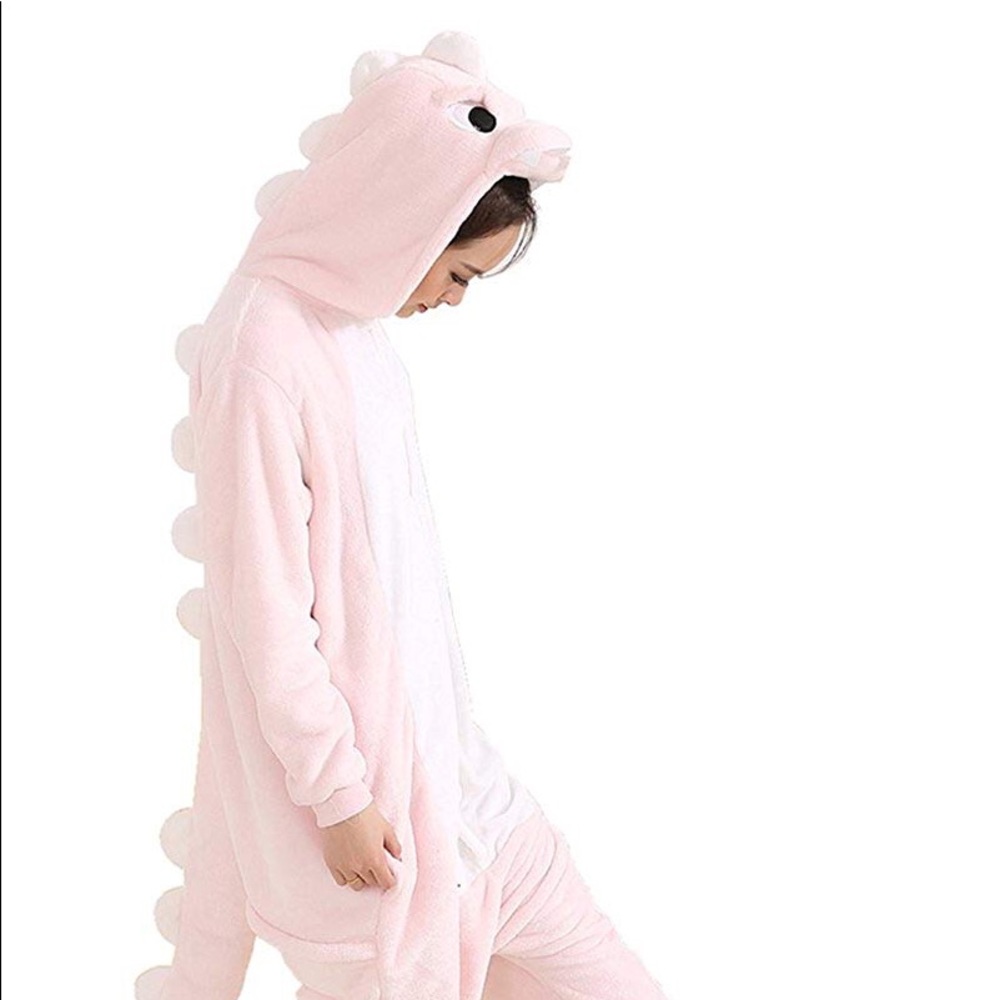 SUPER FUZZY PINK DINOSAUR ONESIE!!!!